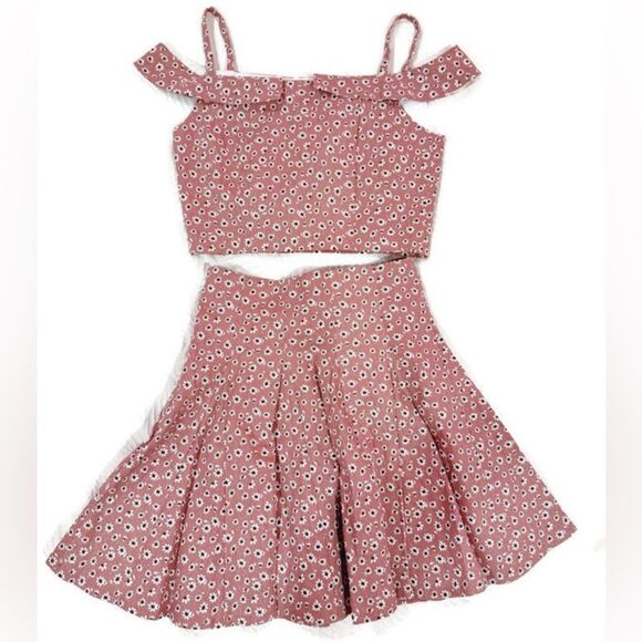 Few Moda NY Floral Two-Piece Pleated Skirt Set in‎ Pink Size Small NYT - Picture 2 of 9